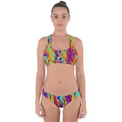 Multicolored Vibran Abstract Textre Print Cross Back Hipster Bikini Set by dflcprintsclothing