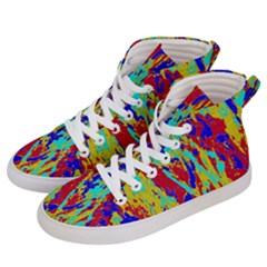 Multicolored Vibran Abstract Textre Print Women s Hi-top Skate Sneakers