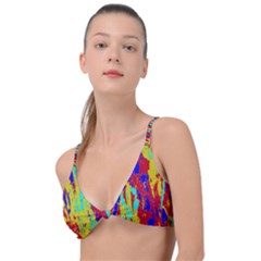 Multicolored Vibran Abstract Textre Print Knot Up Bikini Top by dflcprintsclothing