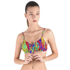 Multicolored Vibran Abstract Textre Print Tie Up Cut Bikini Top by dflcprintsclothing