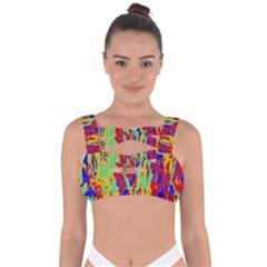 Multicolored Vibran Abstract Textre Print Bandaged Up Bikini Top by dflcprintsclothing