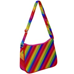 Rainbow Diagonal Stripes Zip Up Shoulder Bag