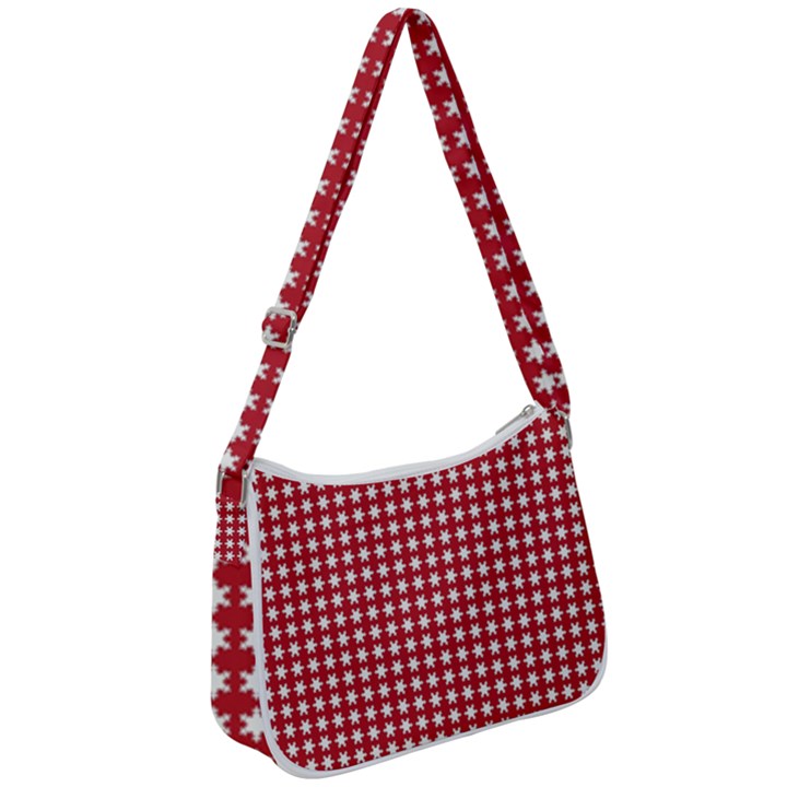 Red White Stars Zip Up Shoulder Bag