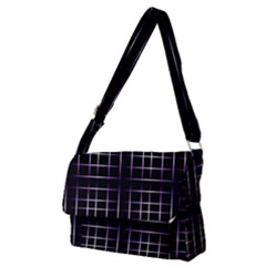 Neon Purple Black Grid Full Print Messenger Bag (m) by retrotoomoderndesigns