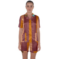 Stripey 15 Satin Short Sleeve Pyjamas Set by anthromahe