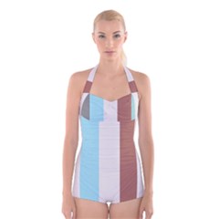 Stripey 17 Boyleg Halter Swimsuit  by anthromahe