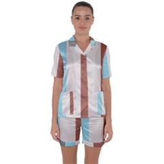 Stripey 17 Satin Short Sleeve Pyjamas Set by anthromahe