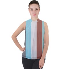 Stripey 17 Mock Neck Chiffon Sleeveless Top by anthromahe