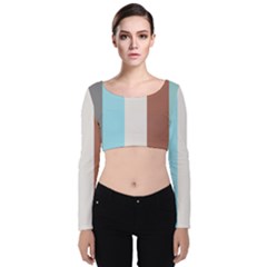 Stripey 17 Velvet Long Sleeve Crop Top by anthromahe