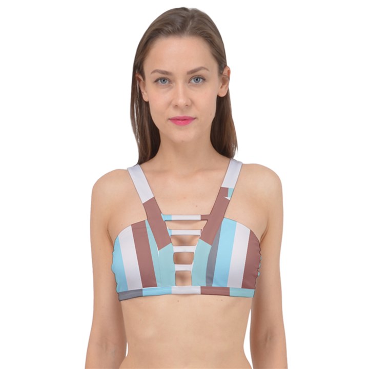 Stripey 17 Cage Up Bikini Top