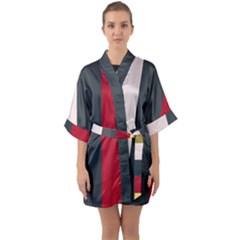 Stripey 18 Half Sleeve Satin Kimono  by anthromahe