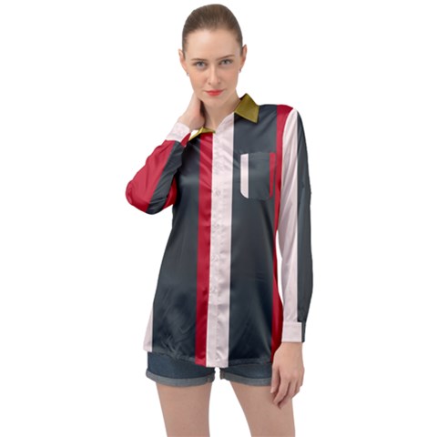 Stripey 18 Long Sleeve Satin Shirt by anthromahe