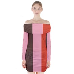 Stripey 19 Long Sleeve Off Shoulder Dress by anthromahe