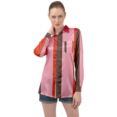 Stripey 19 Long Sleeve Satin Shirt by anthromahe