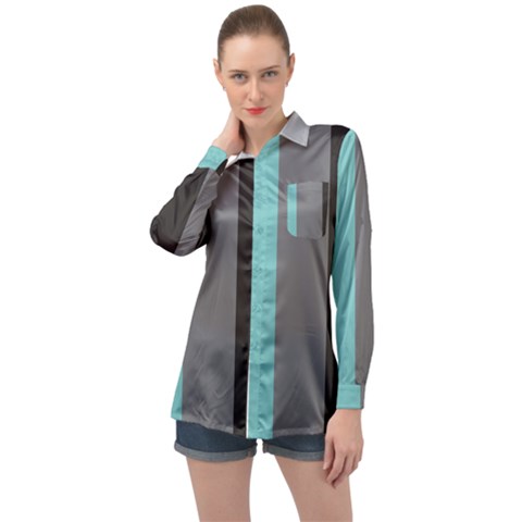 Stripey 20 Long Sleeve Satin Shirt by anthromahe