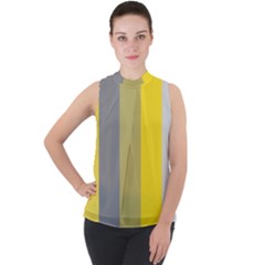 Stripey 21 Mock Neck Chiffon Sleeveless Top by anthromahe