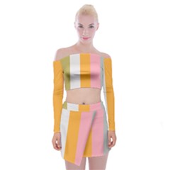 Stripey 23 Off Shoulder Top With Mini Skirt Set by anthromahe