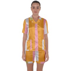 Stripey 23 Satin Short Sleeve Pyjamas Set by anthromahe