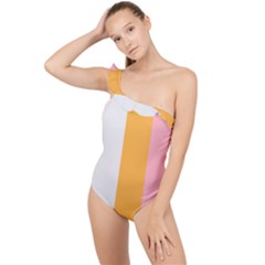 Stripey 23 Frilly One Shoulder Swimsuit by anthromahe