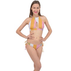 Stripey 23 Cross Front Halter Bikini Set by anthromahe