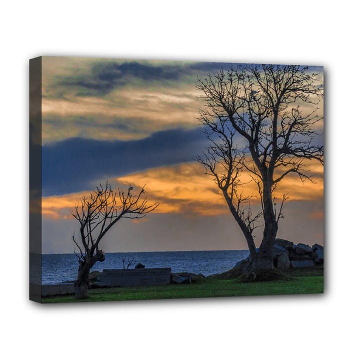 Sunset Scene At Waterfront Boardwalk, Montevideo Uruguay Deluxe Canvas 20  x 16  (Stretched)