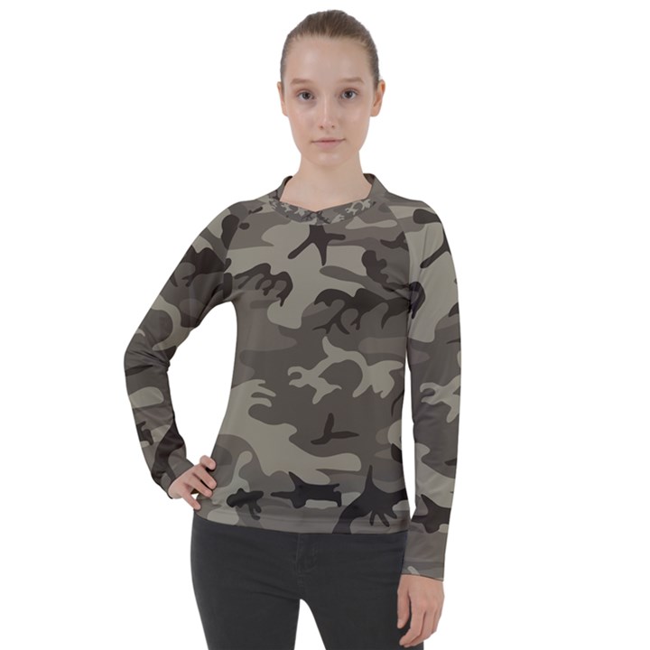 Camo Grey Women s Pique Long Sleeve Tee