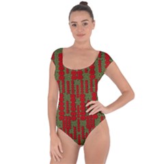 Bloom In Yule Season Colors Short Sleeve Leotard  by pepitasart