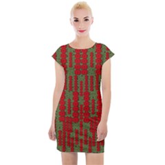 Bloom In Yule Season Colors Cap Sleeve Bodycon Dress by pepitasart