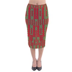 Bloom In Yule Season Colors Velvet Midi Pencil Skirt by pepitasart