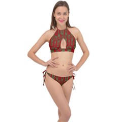 Bloom In Yule Season Colors Cross Front Halter Bikini Set by pepitasart