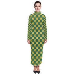 Df Green Domino Turtleneck Maxi Dress by deformigo