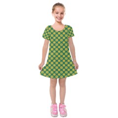 Df Green Domino Kids  Short Sleeve Velvet Dress by deformigo