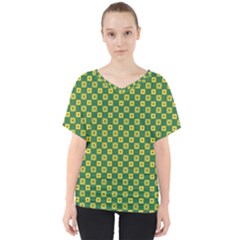 Df Green Domino V-neck Dolman Drape Top by deformigo