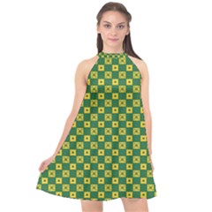 Df Green Domino Halter Neckline Chiffon Dress  by deformigo