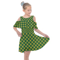 Df Green Domino Kids  Shoulder Cutout Chiffon Dress by deformigo