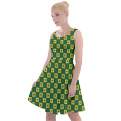 Df Green Domino Knee Length Skater Dress