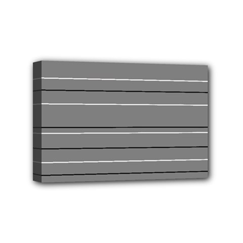 Black Grey White Stripes Mini Canvas 6  X 4  (stretched)