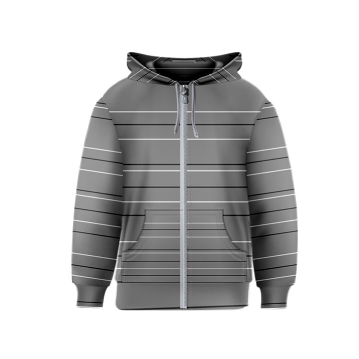 Black Grey White Stripes Kids  Zipper Hoodie