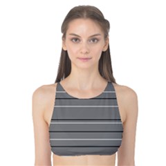 Black Grey White Stripes Tank Bikini Top