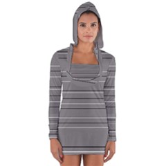 Black Grey White Stripes Long Sleeve Hooded T-shirt by anthromahe