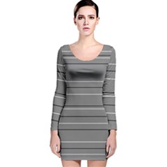 Black Grey White Stripes Long Sleeve Velvet Bodycon Dress