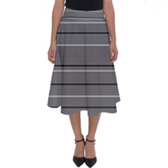 Black Grey White Stripes Perfect Length Midi Skirt by anthromahe