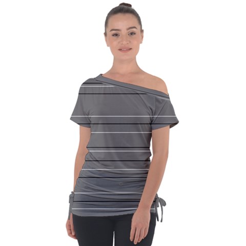 Black Grey White Stripes Tie-up Tee by anthromahe