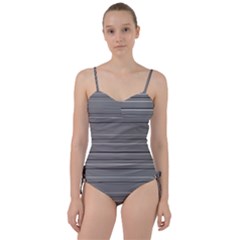 Black Grey White Stripes Sweetheart Tankini Set