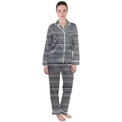 Black Grey White Stripes Satin Long Sleeve Pyjamas Set