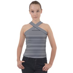 Black Grey White Stripes Cross Neck Velour Top by anthromahe