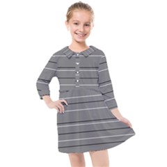 Black Grey White Stripes Kids  Quarter Sleeve Shirt Dress by anthromahe