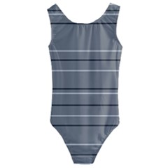 Black Grey White Stripes Kids  Cut-out Back One Piece Swimsuit