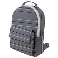 Black Grey White Stripes Flap Pocket Backpack (small)