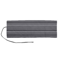 Black Grey White Stripes Roll Up Canvas Pencil Holder (m)